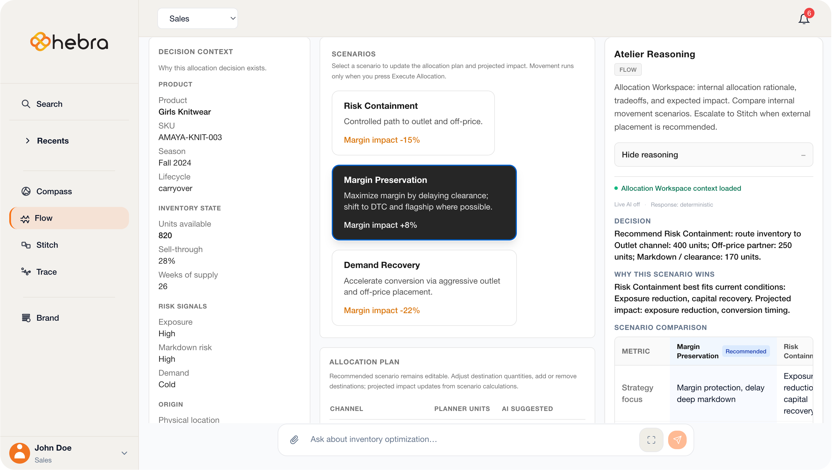 Allocation Workspace – Scenario modeling