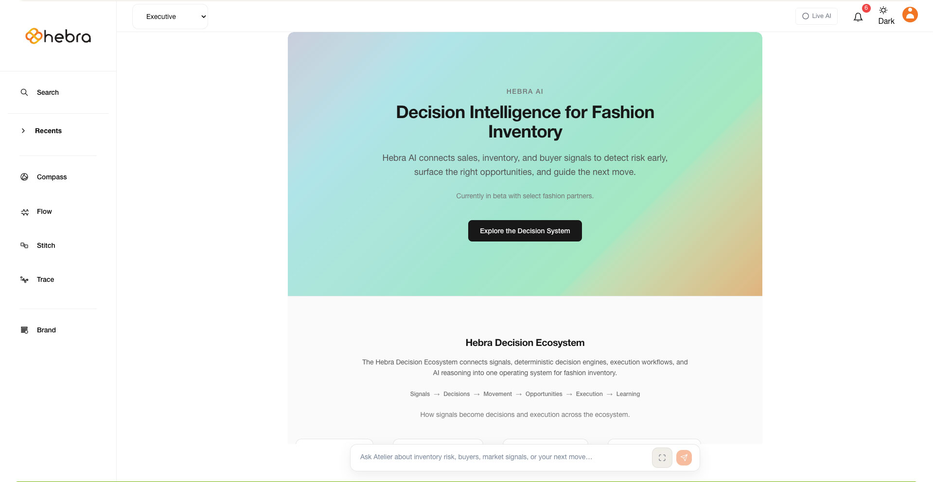 hebra AI Application Interface - Woven Intelligence Platform